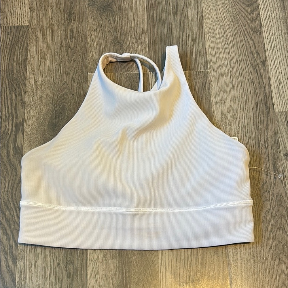 Lululemon Athletica White Asymmetrical Crop Tank Top
